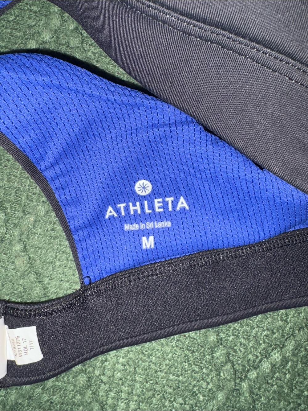 Athleta Racerback Tank Top/Sports Bra in Royal Blue and black - Picture 3 of 3